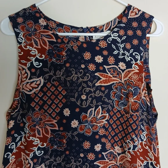 APRICOT Navy Floral Print Dress with Red and Cream Accents - Picture 4 of 12